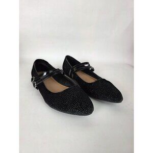 Torrid Womens Mary Jane Flats Double Strap Black Velvet Glitter 8 WW